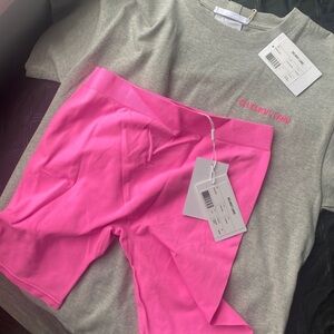 Helmet lang t shirt and biker shorts size small brand new never worn